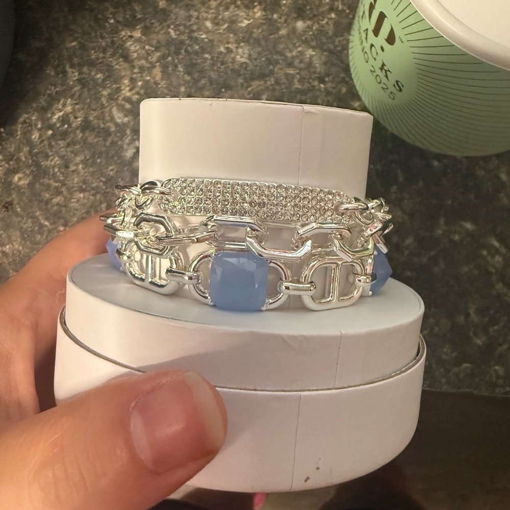 BP Silver and Blue Stone Bracelet Collection